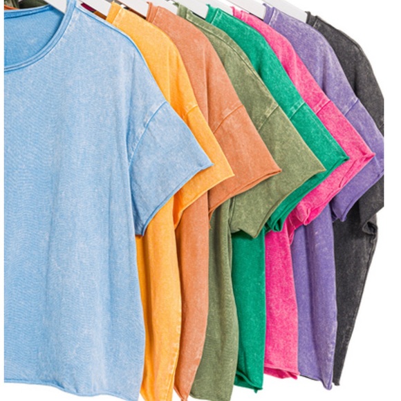 Yellow Gold Acid Wash Crop Top - Picture 3 of 3